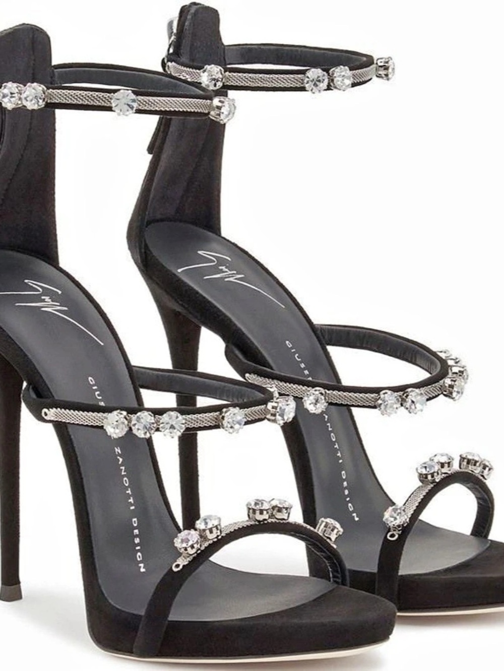 Giuseppe Zanotti Janell 105 Crystal Sandals Black Heels